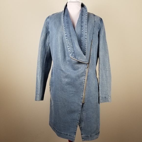 SOIA & KYO Stefie Denim Jacket w/Draped Collar-S - Picture 3 of 11